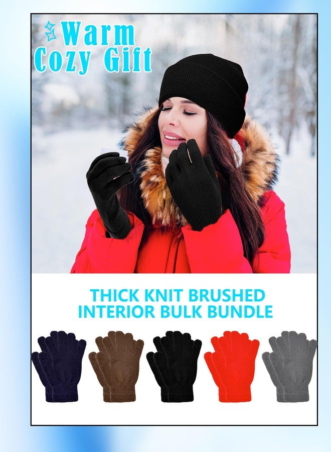 Skyebed 20 Pairs Winter Gloves Thermal Magic Glove Bulk Knit Gloves for Women Men Teens Unisex (Color Set 2, One Size) - Image 3